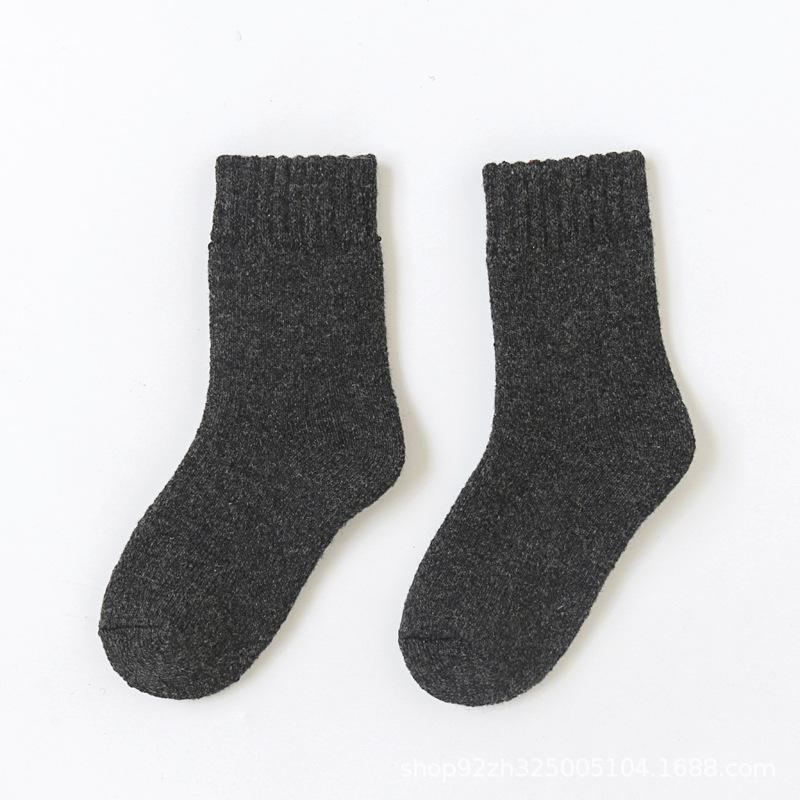 

Детские толстые шерстяные носки с бархатом для мальчиков и девочек - теплая осенне-зимняя одежда XL size 8-12 years old темно-серого