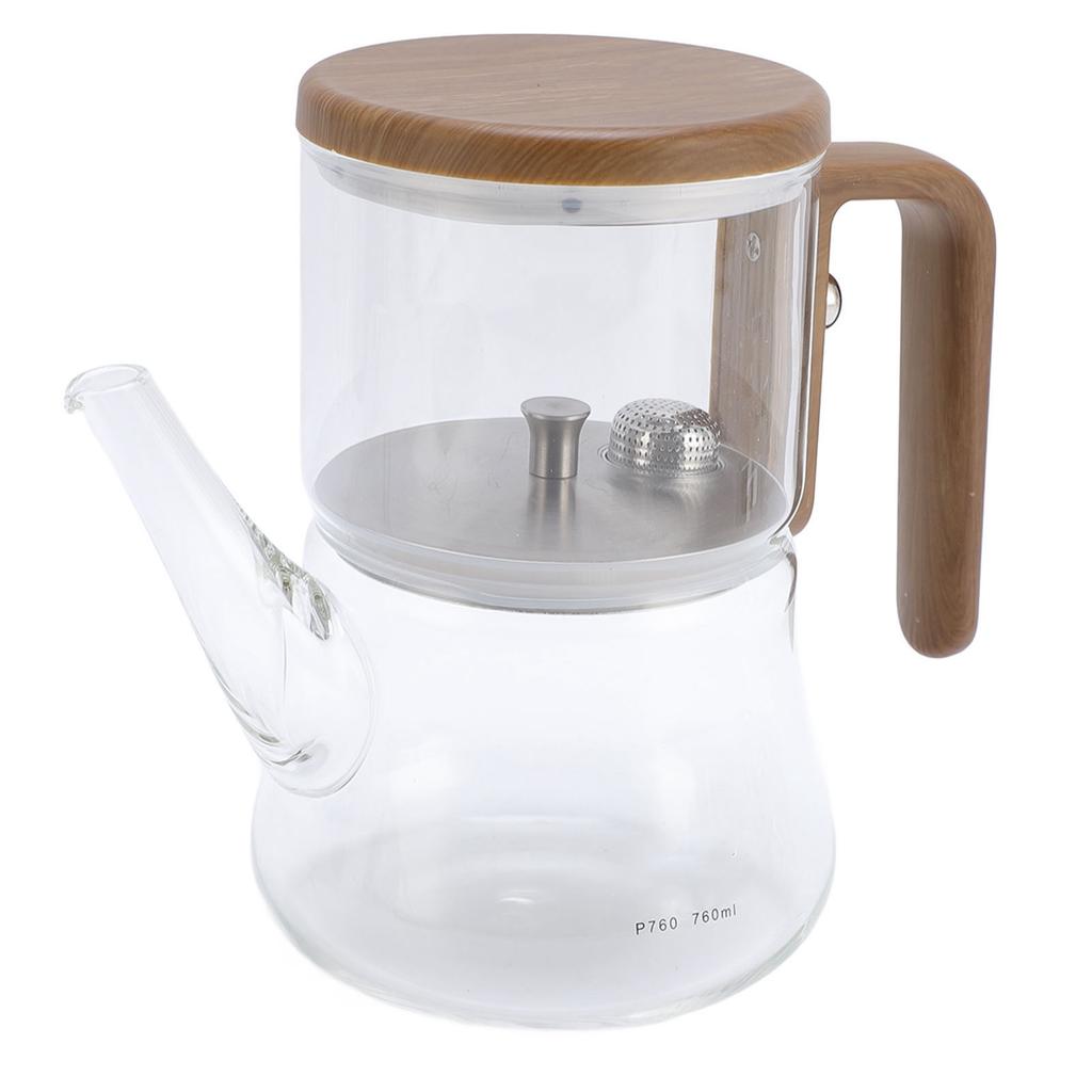 760 ml magnetische Glasteekanne, Wassertrennung, klare Teekanne mit Sieb, Verbrühschutzgriff