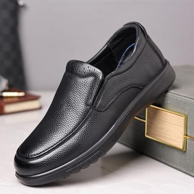 Men's Business Casual Leather Shoes Genuine Leather Wear-resistant Soft Sole Soft Surface One-pedal Cowhide Shoes Middle-aged and Elderly Elderly Fa