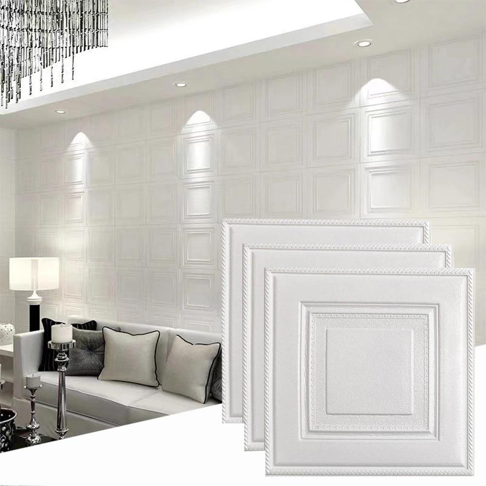20pcs 3D Room Decor Warm Decoration Self-adhesive Wall Stickers Ceiling TV Background Foam Waterproof Wallpaper Peel and Stick