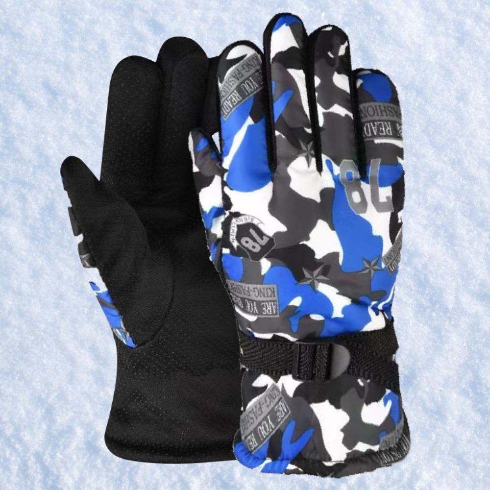 Ski gloves 78 autumn and winter warm gloves riding non-slip waterproof camouflage ski gloves velvet cotton gloves