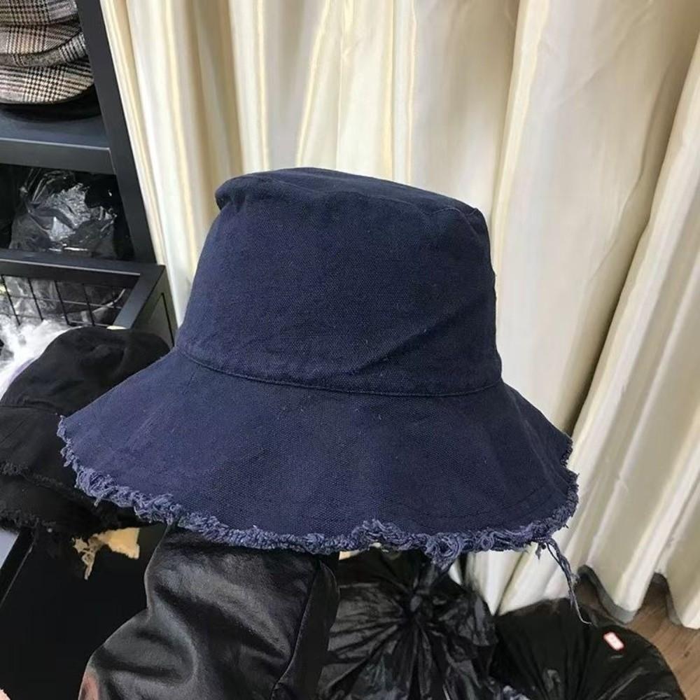 Foldable Raw Edge Fisherman Hat Sunshade Sun Protection Cap Versatile Thin Bucket Hat  Women