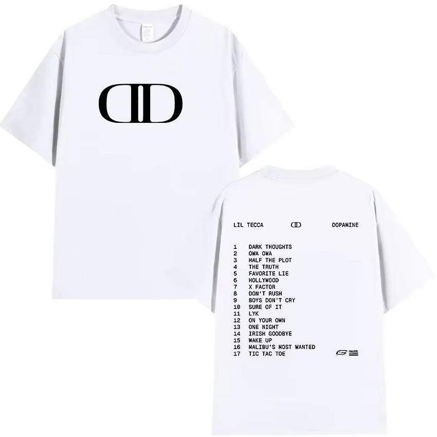 2025 Summe Lil Tecca DOPAMINE Tour Album 2025 Logo Print Herren Damen Mode Vintage Oversized 100% Reine Baumwolle Bedrucktes T-Shirt