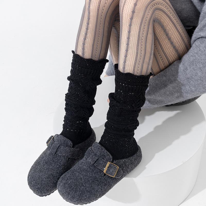 

Boots Are Still Cotton Stacking Socks, Relief Hollow Calf Socks, Warm Knitted Retro Gray Heavy Industry Long Tube One size fits all чорний