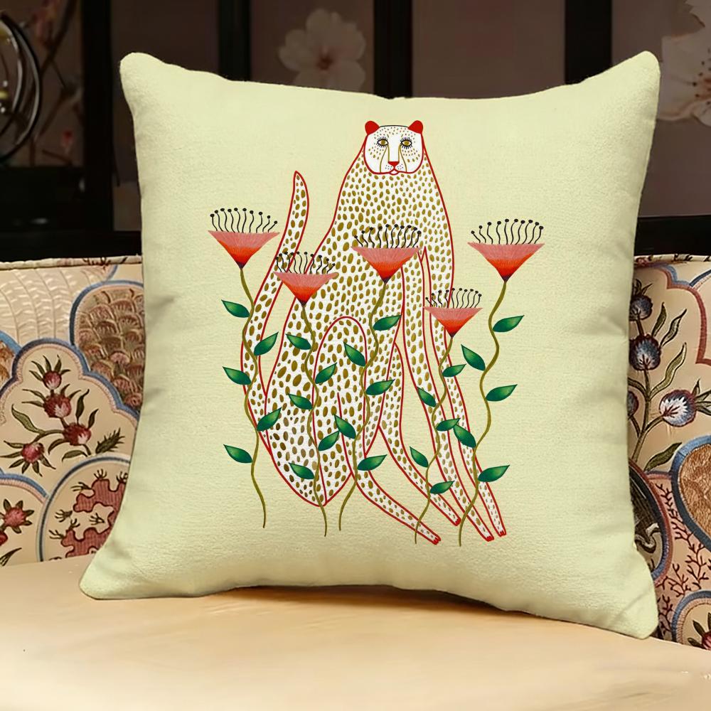 Geometric Animal Leopard Pattern Pillow Case Pillowcase, Double-Sided Printed, Sofa Cushion, Bedroom Headboard Pillow Peach skin 18*18(CM)-1Pcs