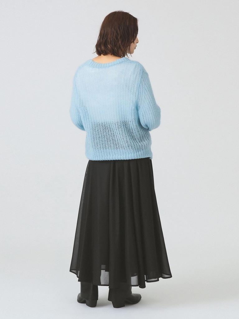 Ray Beams Women's Sheer Gathered Flare Skirt, Black 0