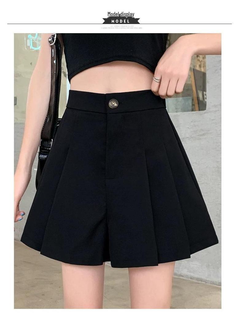 2024 Summer Women's High-Waisted A-Line Pleated Culottes