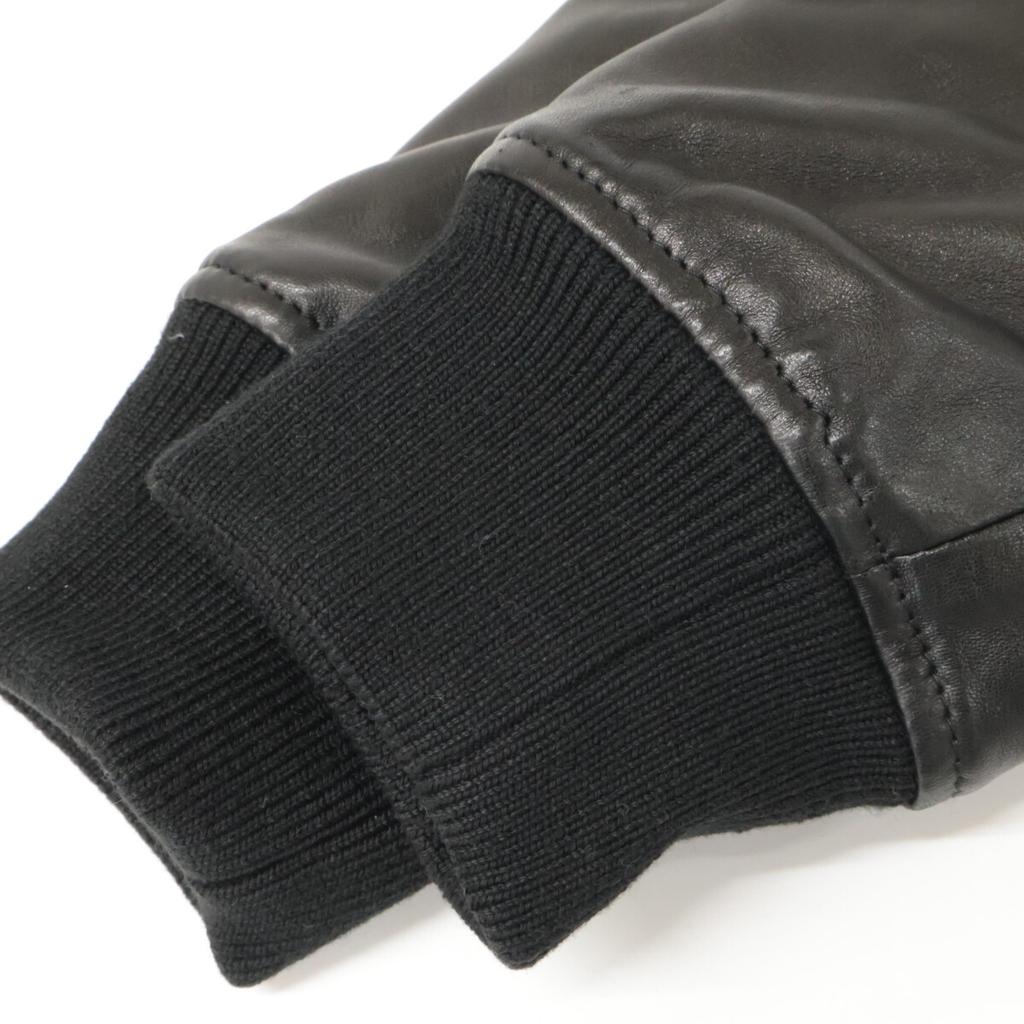 EMMETI ELIOT/Elliot Lamb Leather x Mouton Boa Switch Zip-Up Blouson Jacket 48 blackUsed