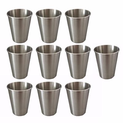 10Pcs Stainless Steel Rolled Brims Cups Delicate Stainless Steel Cups with Rolled Brims for Safe Drinking Experience