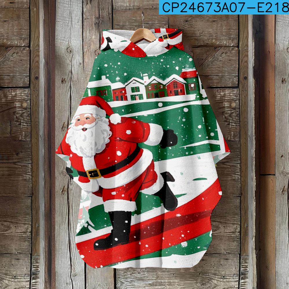 Digital Print Women's Hooded Cloak for Halloween and Christmas