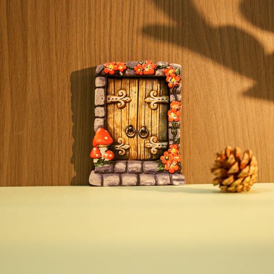 Fairy Door Ručně vyráběné realistické zimostrázové miniaturní dřevěné elfí dvířka Gate Garden Decor Home Decor