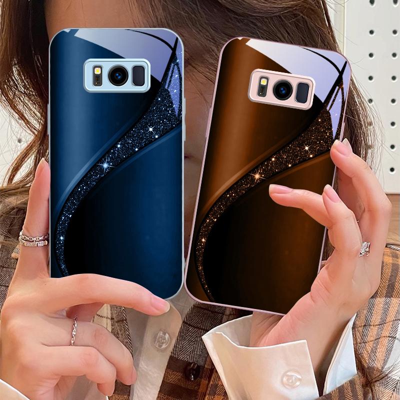 Brilliant golden galaxy For Samsung S25 S25 Edge S25Ultra S8 9 S10 20 U ltra S21 Pro 22 Plus S23 FE S24 Ultra Glass Phone Case