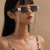Hip-hop punk style geometric neck sunglasses chain female, trendy cool double-layer cross chain glasses chain