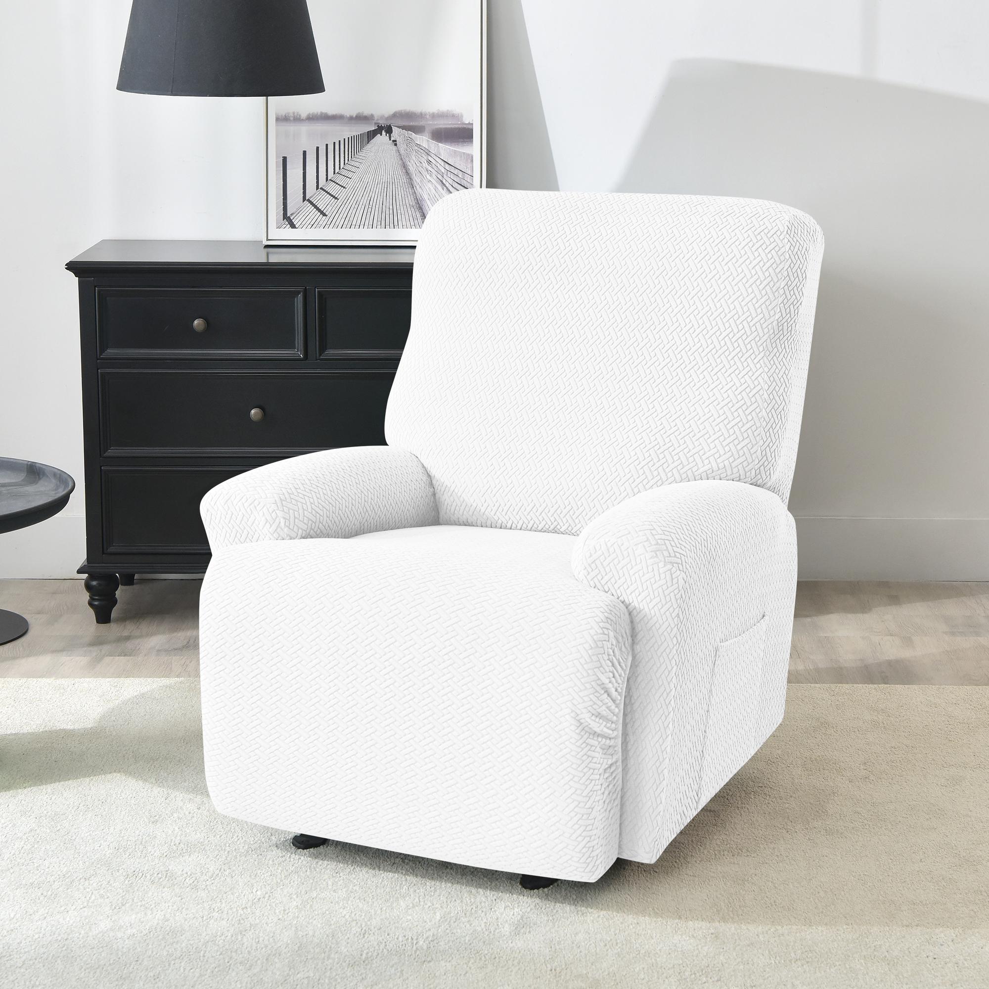 4 stuks/set Enkele Stretch Relaxfauteuil Bankhoes voor Woonkamer Effen Kleur Elastische Antislip Fauteuilhoezen All-inclusive Hoezen 1 seater