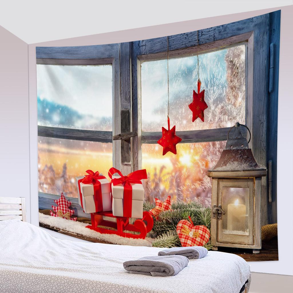 Home Decor Tapestry Christmas Tree Reindeer Snow Star Wall Tapestry Wall Hanging Room Wall Decor Backdrop Tapisserie De Noël