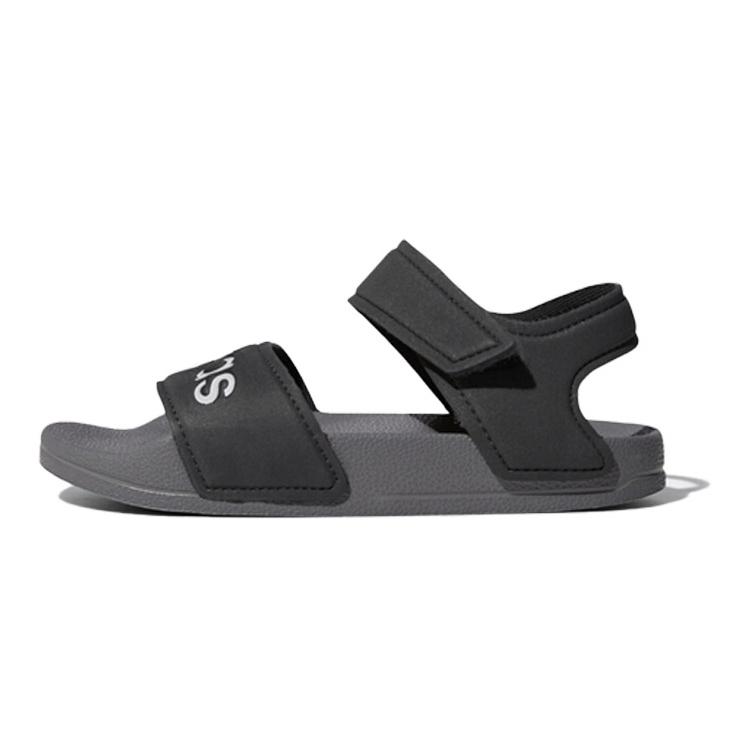 Adidas Neo Adilette Synthetic Leather Minimalist Style Children s Sandals Black Gray Kids  G26877 34