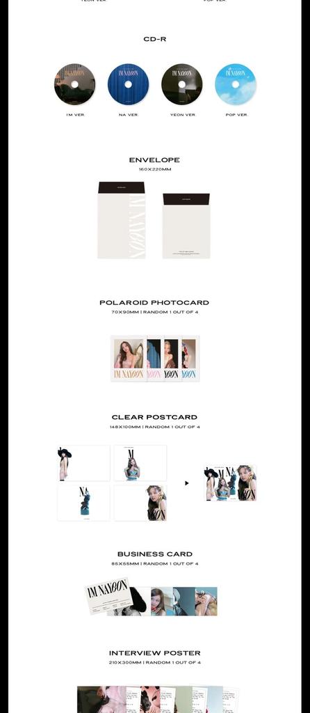 Twice Nayeon IM NAYEON 1st Solo Mini Album Version Polaroid Clear Business Interview Poster On Sealed A-I'M CD+PhotoBook+Envelope+1p PhotoCard+1p
