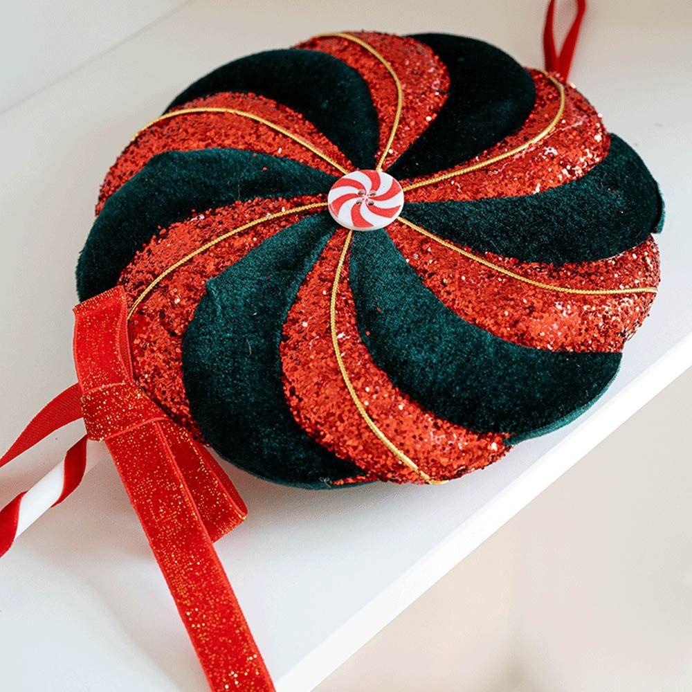 Foam Flocking Simulation Candy Cane Decoration Red Green Hot Air Balloon Christmas Velvet Hanging Candies Hanging