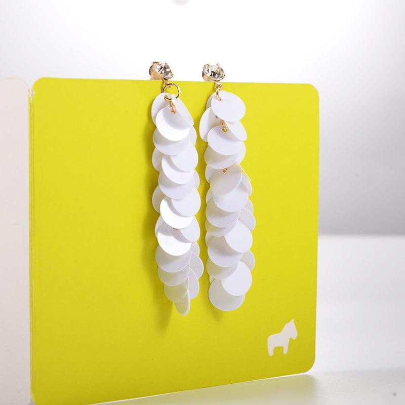 Fashion Temperament Multi-layer Color Sequin Earrings Long Tassel Earrings Wild Personality Earrings KTJ