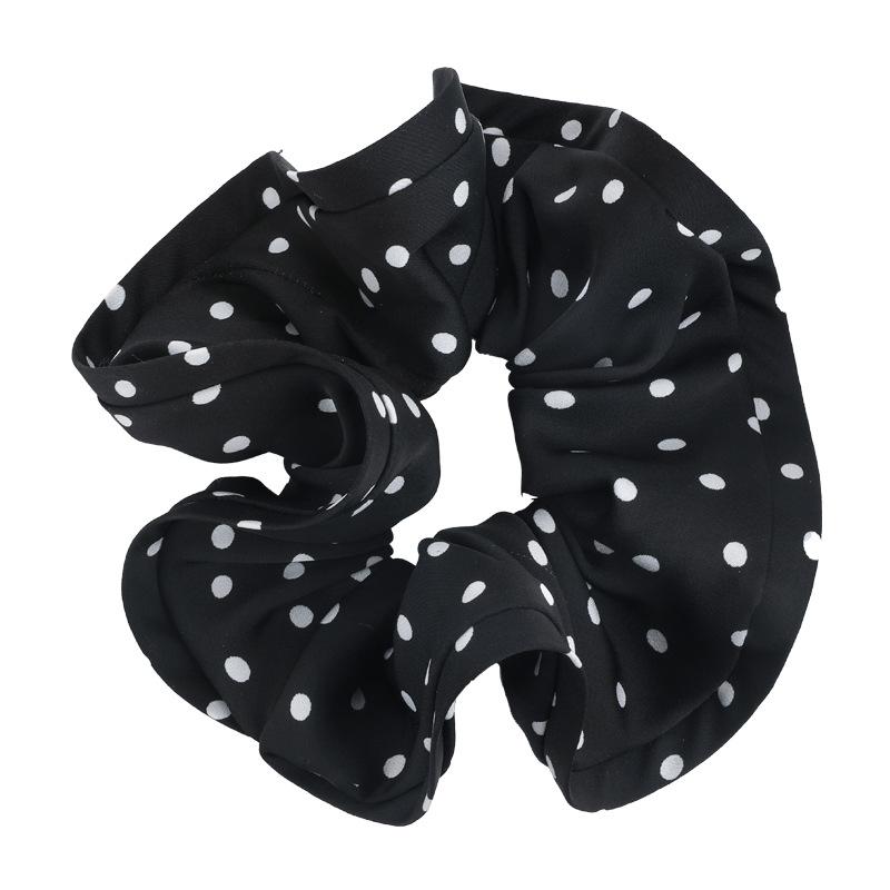 Retro Französischer Satin mit Polka Dots Rüschen Haargummis Hochelastische Stirnbänder für Frauen Elegantes Haarband Damenmode Haargummis