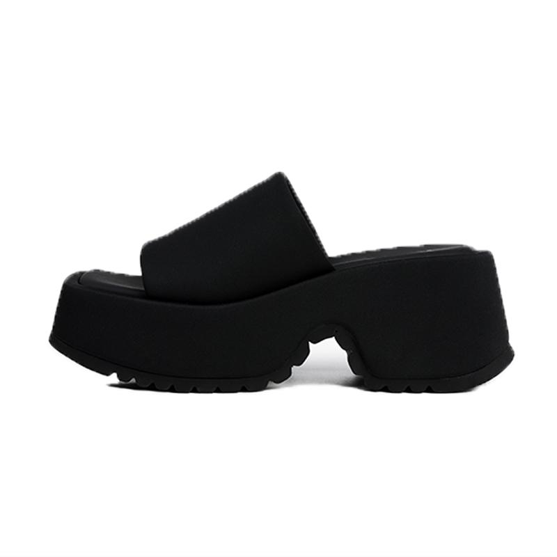 Zhao's Same Style~ Thick-soled Slippers Women's Dew Summer New Black Thinking To Increase Height, Small Cool Slippers To Wear Outside
