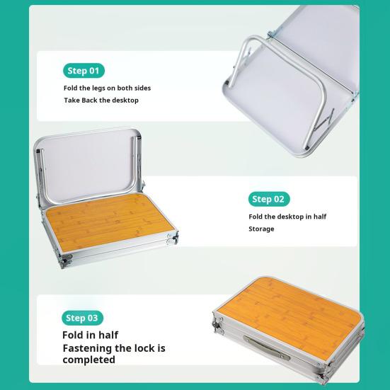 Picknick im Freien Klapptisch Leichte Heavy Duty Aluminium Rahmen Bambus Top Camping Wandern