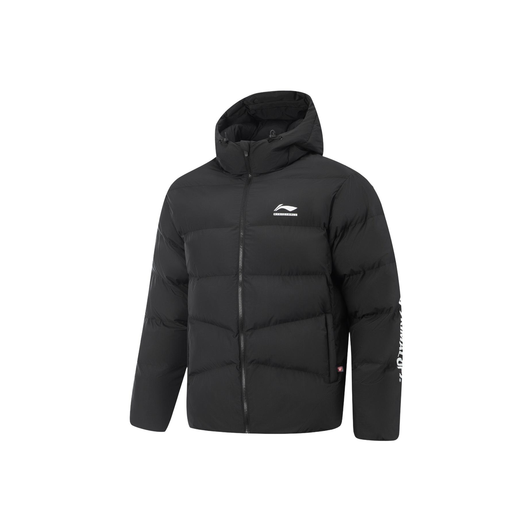 

Li Ning CBA Свободная хлопковая куртка с капюшоном и графическим логотипом для мужчин куртки AJMV069-1 L