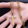 Christian Hip Hop Stainless Steel Jesus Cross Chain Necklace for Women Men Gold Color Statement Necklace Jewelry Collier Croix