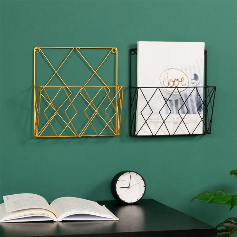 1PCS Metal Wall Mounted Magazines Newspaper Storage Rack for Home Office Books Newspapers Files Folder Display Stand