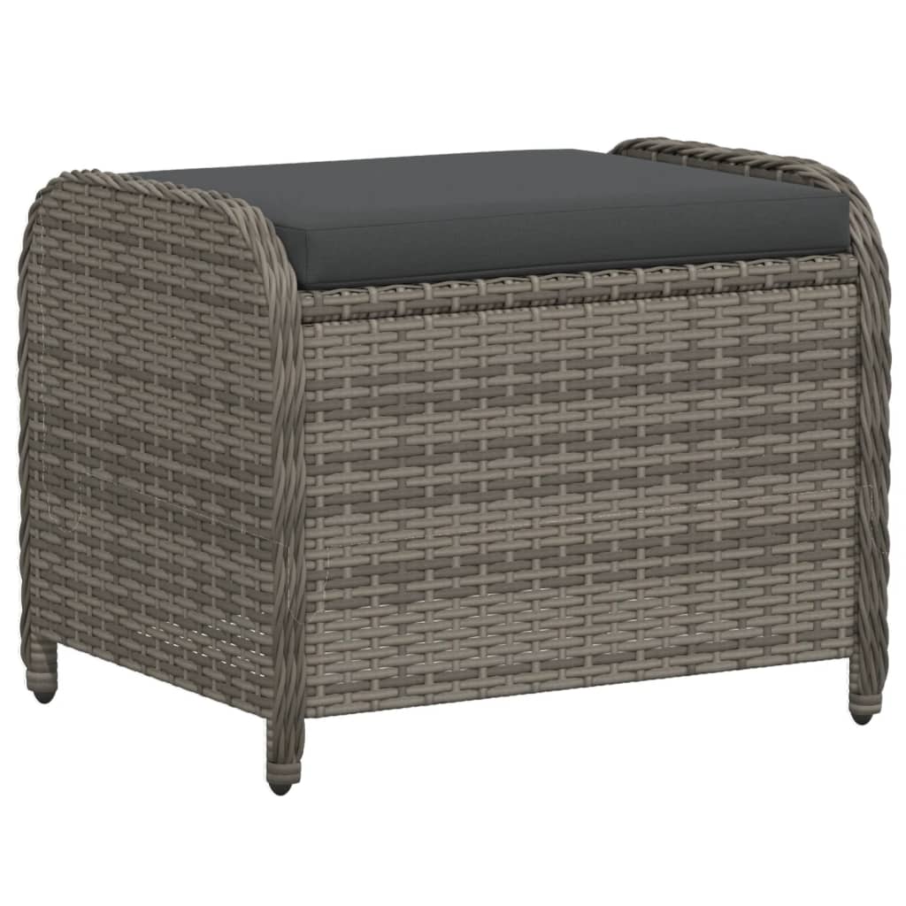 Vidaxl Garden Stool With Cushion, Grey, 58X46X46 Cm, Poly Rattan