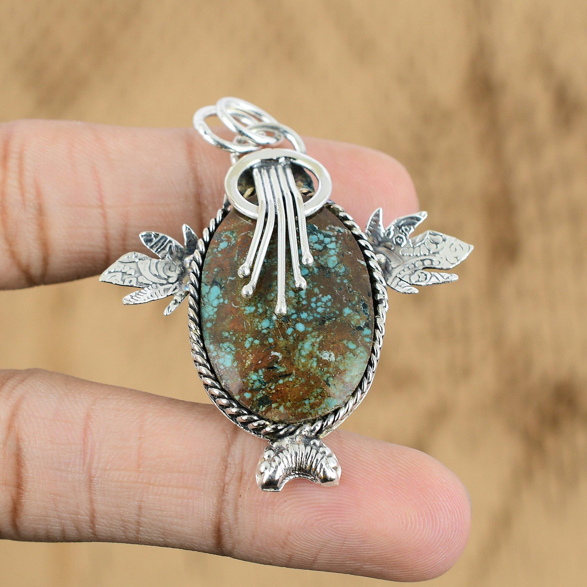 

Gift For Women Pendant 925 Sterling Silver Natural Tibetan Turquoise Gemstone