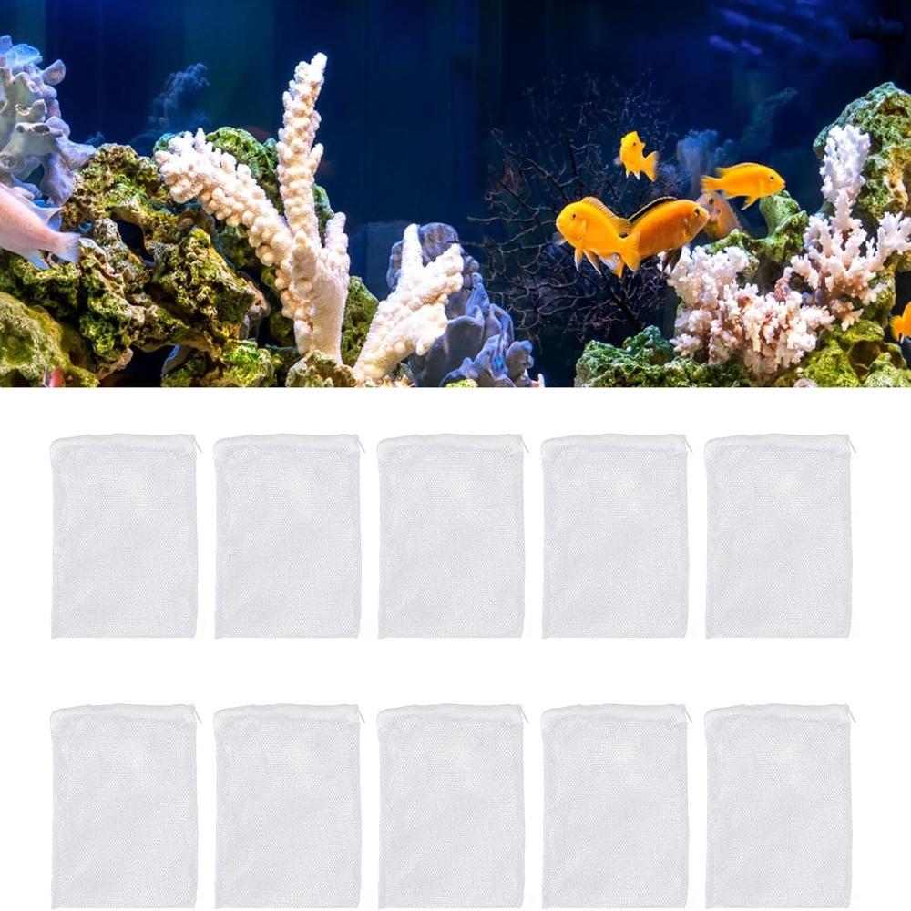 10PCS White Filter Media Bags Zipper Closure Fish Tank Bags Durable Aquarium Media Bags