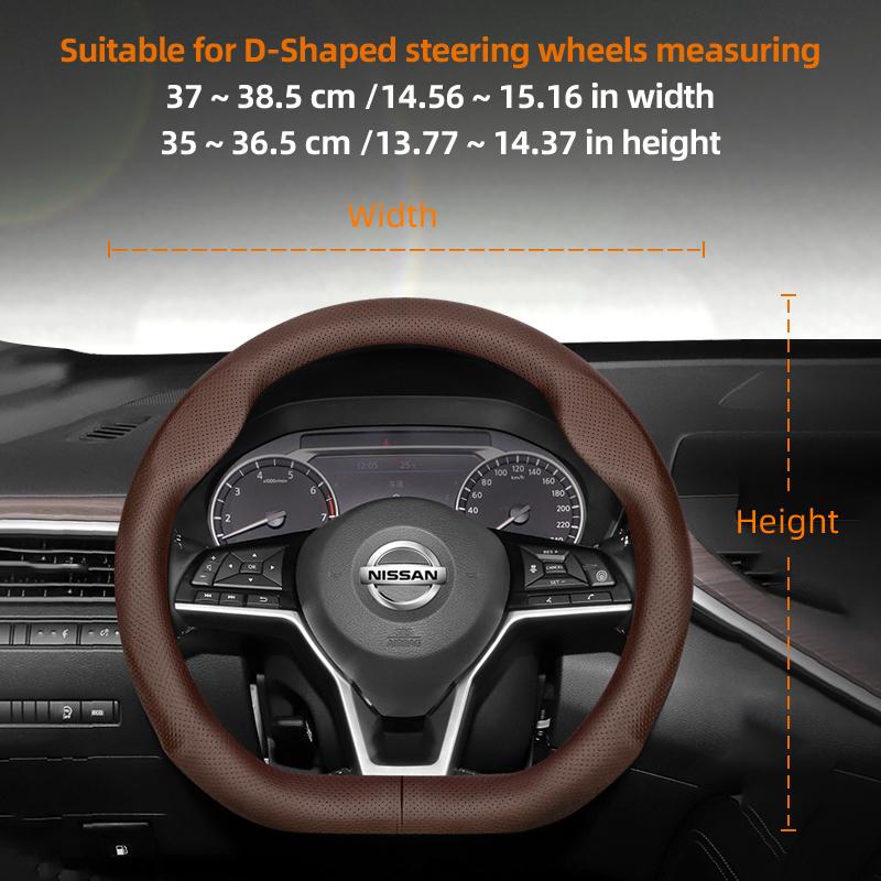 Suitable for Nissan Ultra-Thin Breathable Leather Steering Wheel Cover Suitable for Qashqai J10 J11 March Terrano2 Pathfinder R51 Note E12 Almera