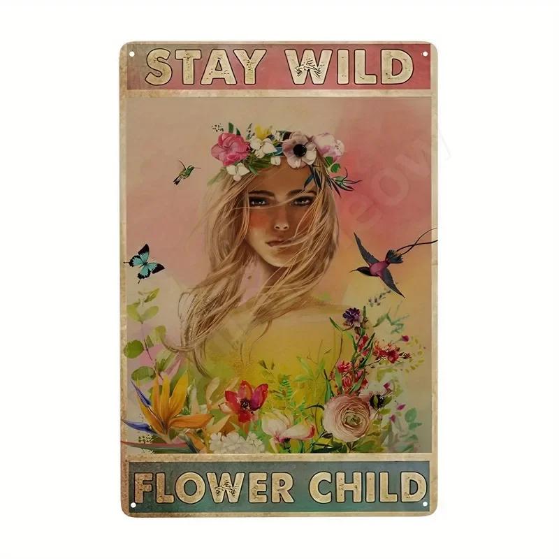 Bądź łaskawy dla swojego umysłu Retro Blaszane Znaki Inspirujące Cytaty Sztuka Ścienna Znak Muza Vintage Wystrój Domu Pokoju Ogrodu Hipisowska Dziewczyna Plakat
