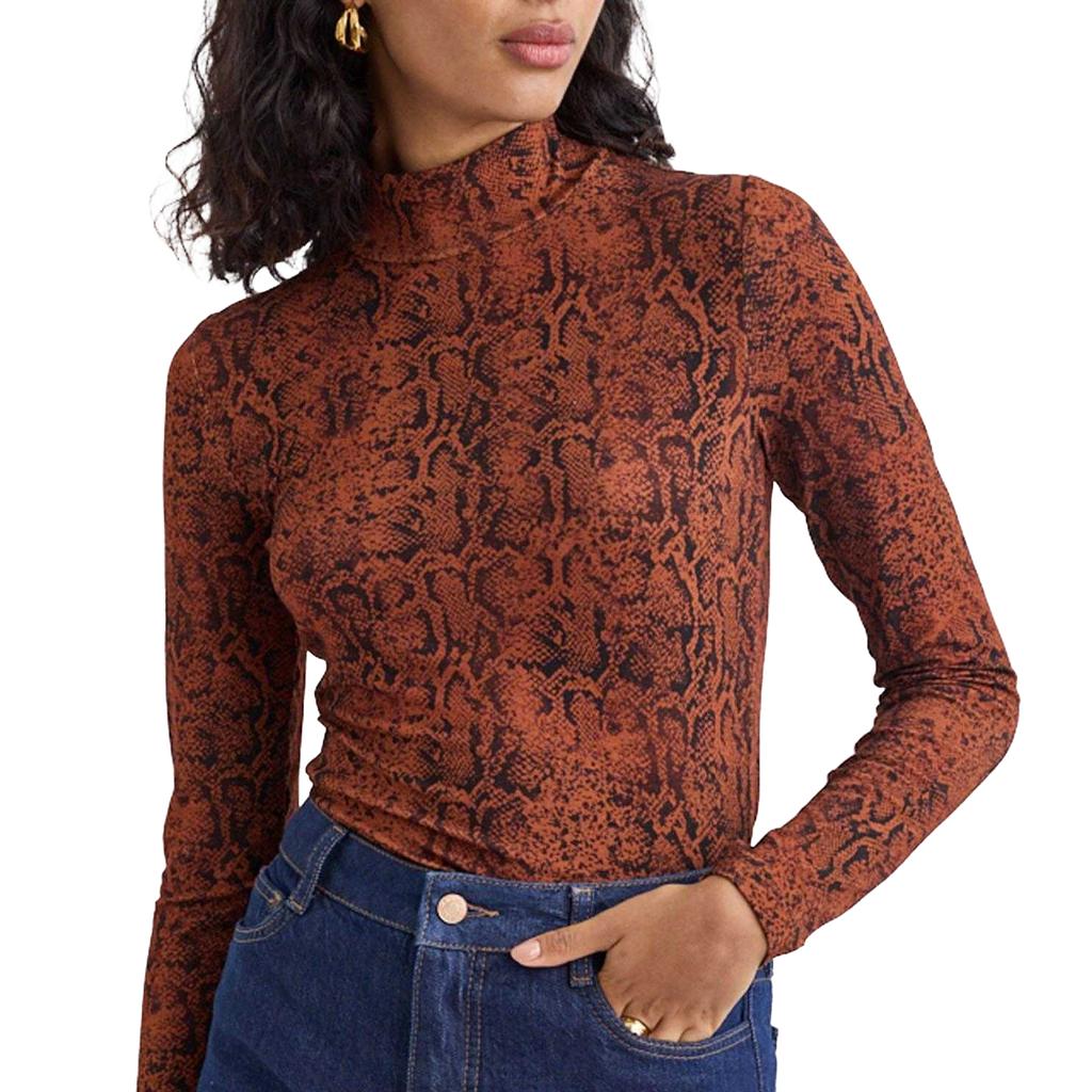 NobodyÂ´s Child Womens/Ladies Lyra Snake Print Funnel Neck Long-Sleeved Top