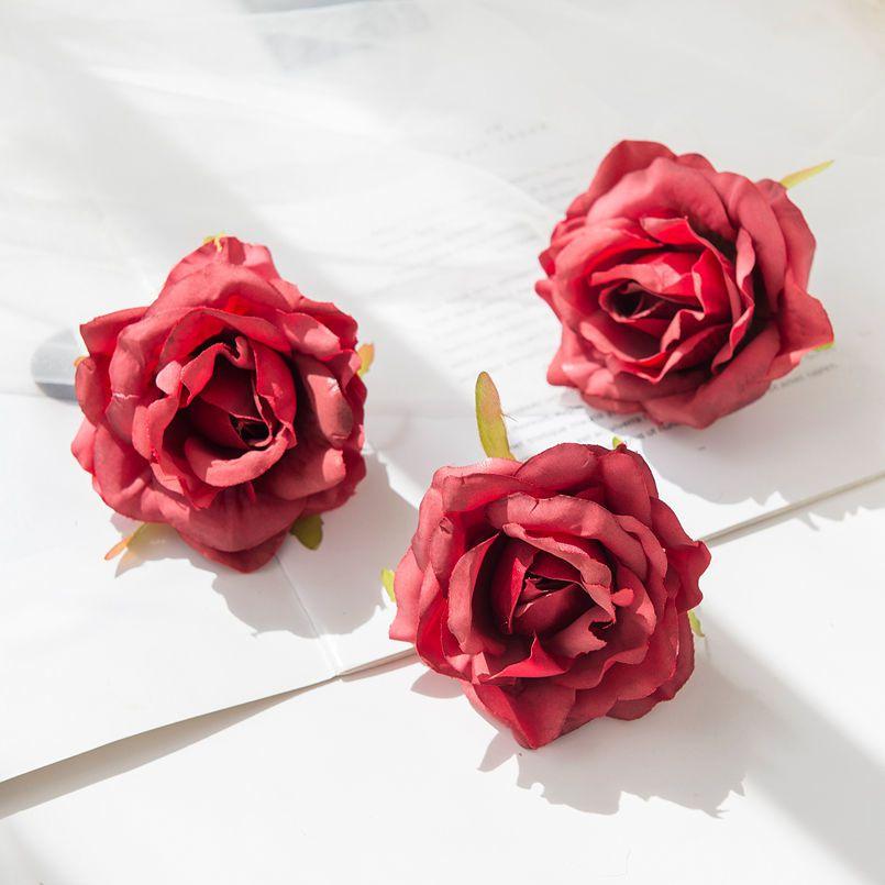 50/100Pcs Silk Rose Artificial Flower Outdoor UV Protection  Wedding Bridal Bouquet Arch Wall Christmas Wreath Home Diy Hot Sale