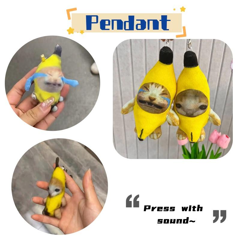 Cute And Soft 20cm Banana Cat Plush Keychain With Sound