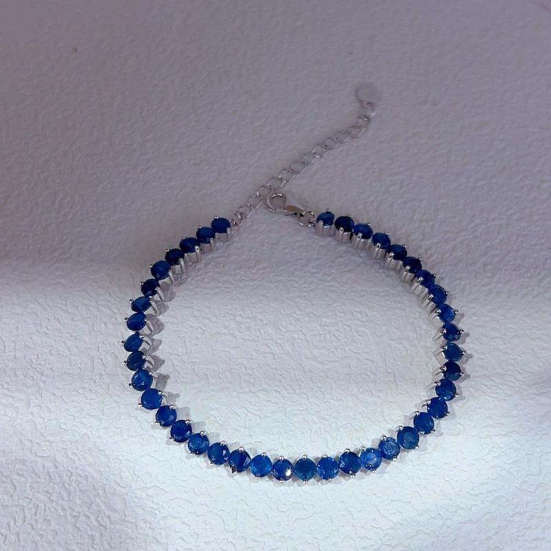 

SACE GEMS 925 Стерлинговое серебро 3,5 мм*40 шт. Браслеты с натуральными сапфирами для женщин, для помолвки, коктейльной вечеринки, изысканные ювелирные изделия 19mm синий