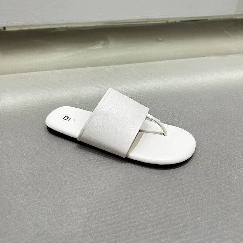 Fashion Summer Real Leather Open Toe Flip Flops Slippers Women Solid Color Flat Bottom Versatile Sandals Outdoor Leisure Vacation Shoes