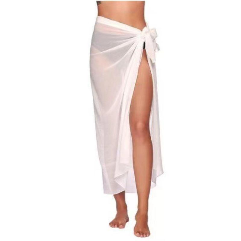 Long mesh beach wrap dress, sexy bikini one-piece scarf for women