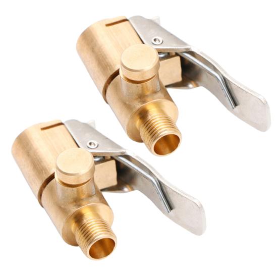 2 Stück Messing Reifenluft-Spannfutter Verriegelbares Pneumatik-Spannfutter mit Silikondichtung Schnellkupplung Reifenventilklemme für Auto-Luftpumpe Tragbarer Auslaufsicherer Adapter