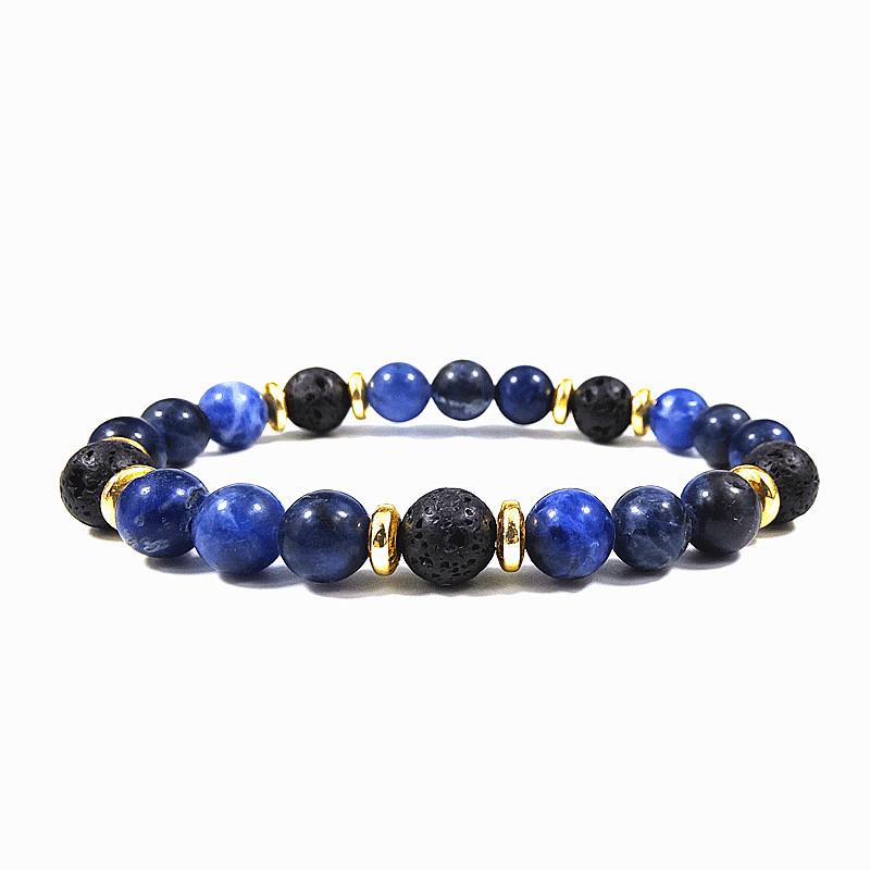 Natural Stone Beaded Bracelet - Pink Zebra Hematite, Unisex Design