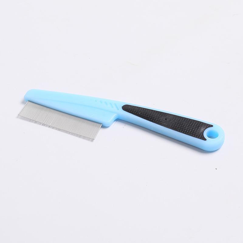 Solid Wood Handle Flea Comb: Single Row for Cats & Dogs - Removes Loose Hair & Cleans