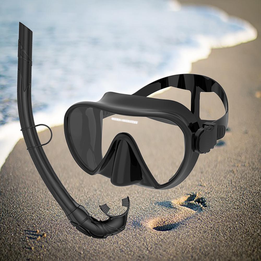 

Snorkeling Diving Kit Silicone Large Frame Diving Mask One Size чорний