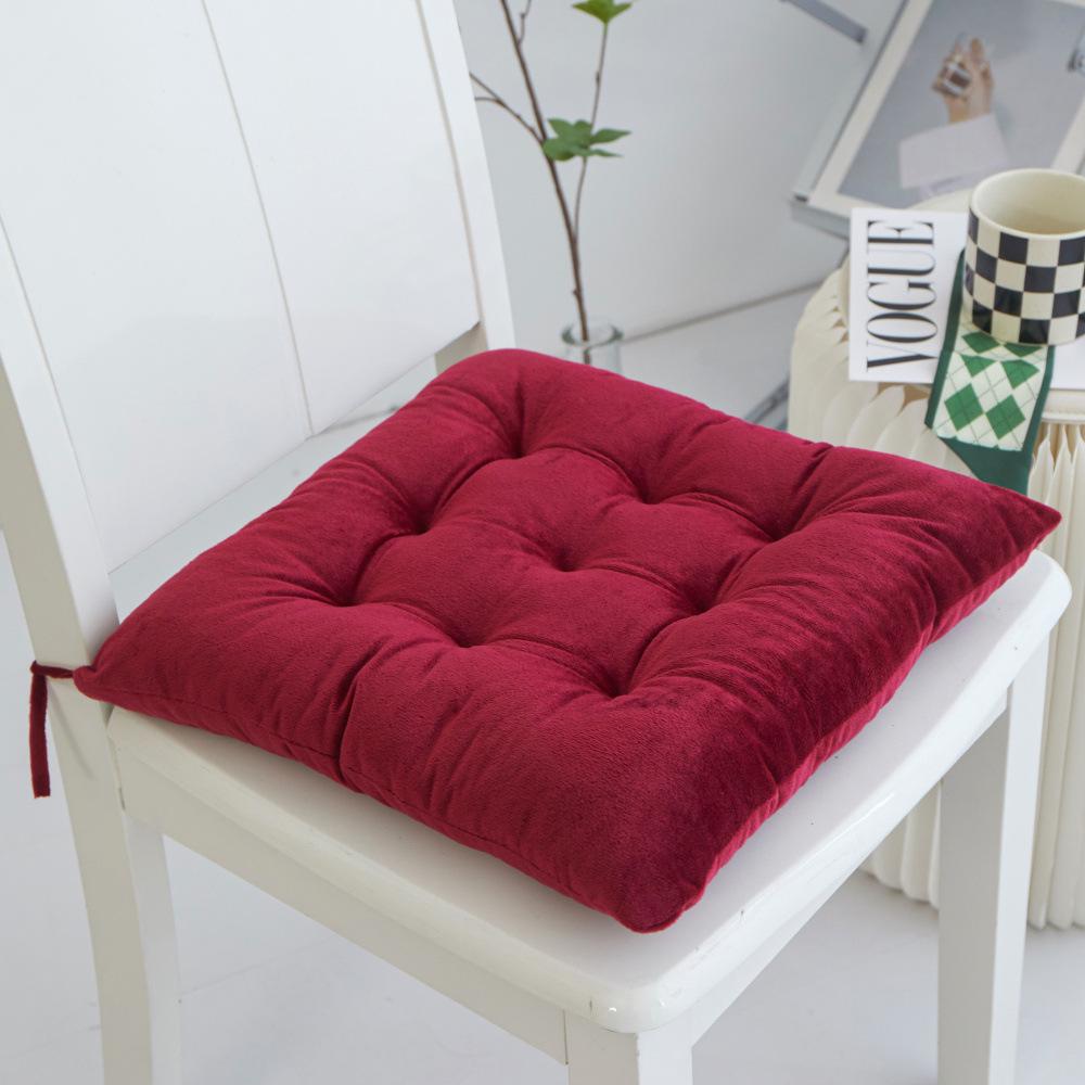 Gold Medal Crystal Velvet Chair Cushion with Straps - Thickened and Pure Color for Office Use