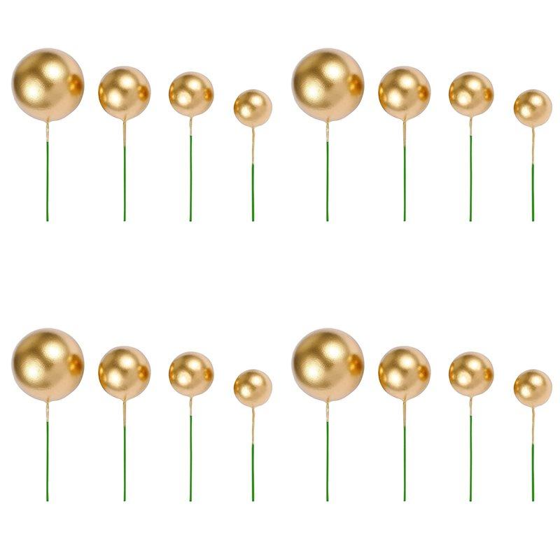 Premium-160 PCS Cake Toppers Mini Gold Ball Cupcake Toppers Cake Decorations For Birthday Wedding Party Cake Decoration Supplies золотой