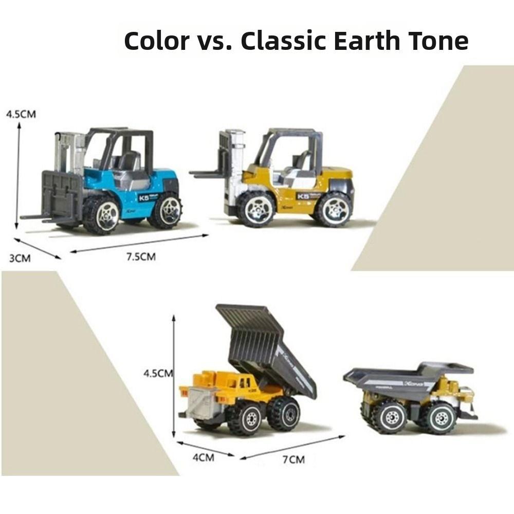 6Pcs/Set High Quality 1:64 Alloy Engineering Truck Loader Mini 2 Styles Simulation Metal Car Model Vehicle Excavator Tractor