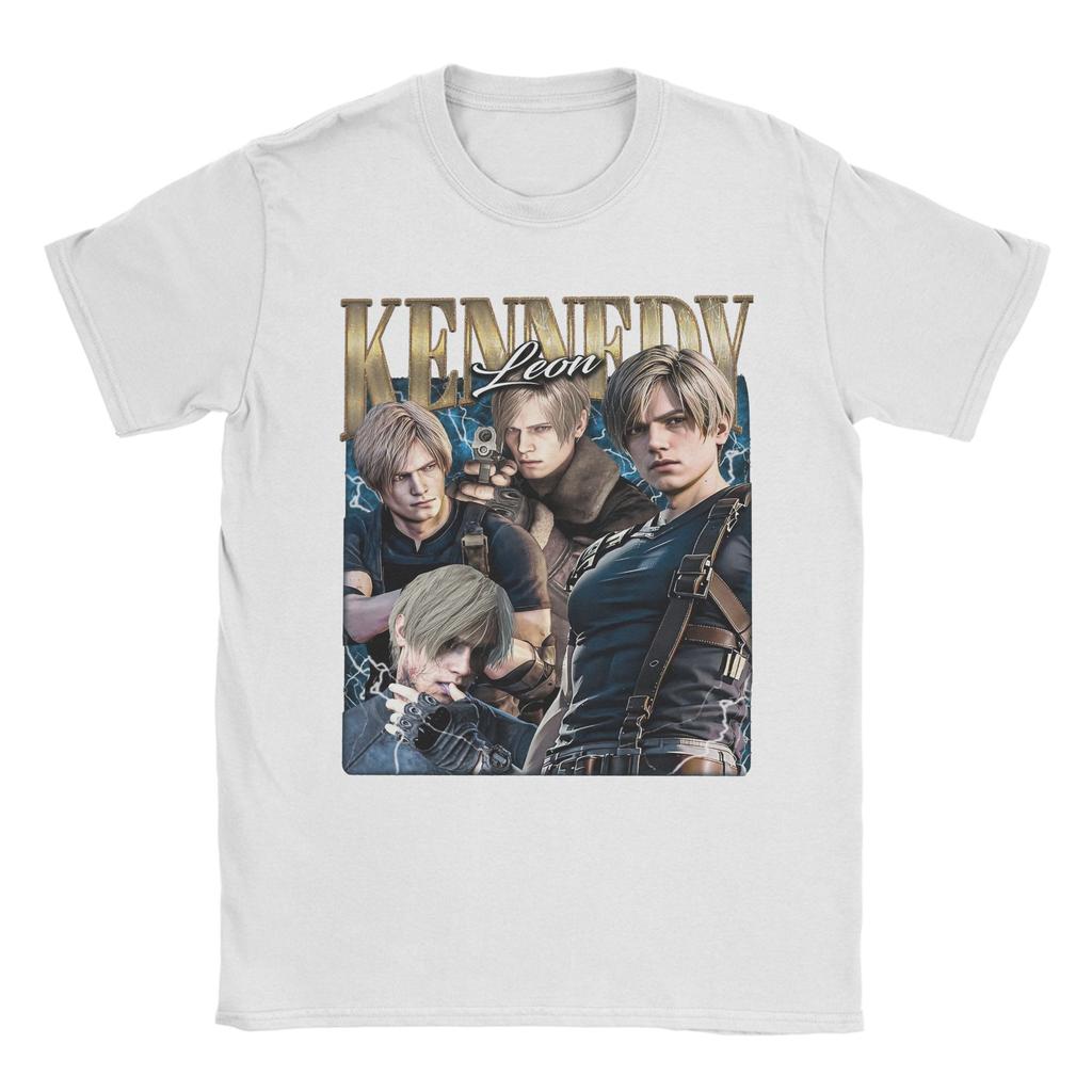 Leon S. Kennedy Residents Evils Pánská bavlněná trička s novinkovým potiskem s kulatým výstřihem, tričko s krátkým rukávem, topy nadměrných velikostí