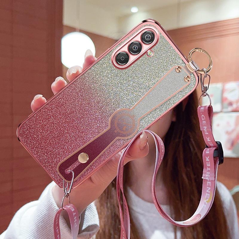 Adatto per Custodia Cellulare Samsung A07 NOTE20 Braccialetto Placcato Polvere Glitter F15 Cordino A34 Cover Anti Caduta A22a71M14