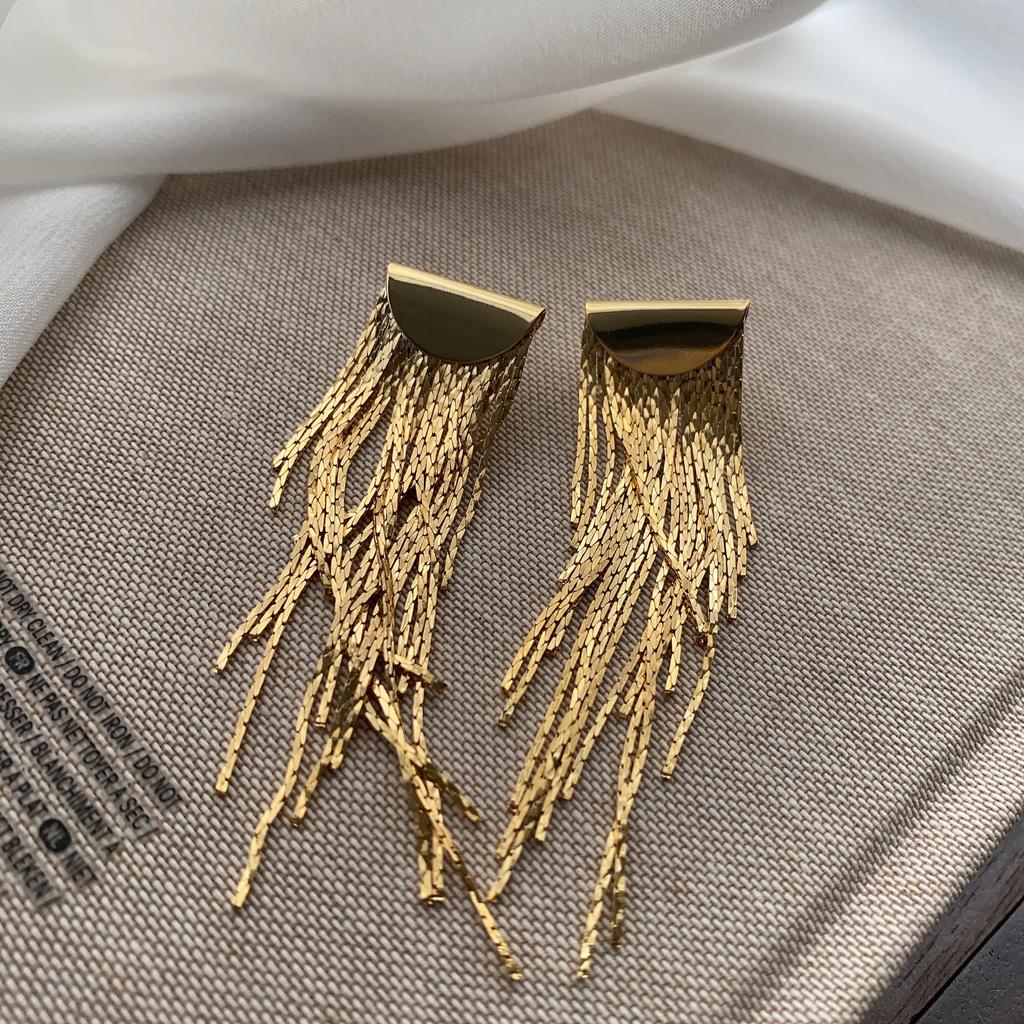 High-End Atmospheric Metal Long Fringed Earrings For Women, Light Luxury Design, Simple Temperament, Versatile Earrings For Women